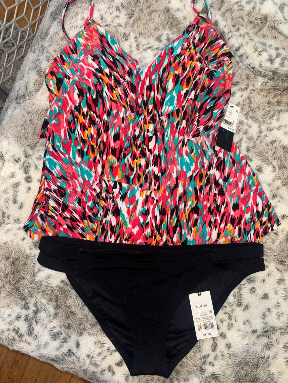 Shade & Shore Black Bathing Suit Bottoms w/ Swim Top by Aqua Green NWT❗️